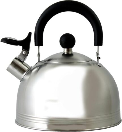 Mr. Coffee Carterton Stainless Steel Whistling Tea Kettle, 1.5-Quart, Mirror Polish