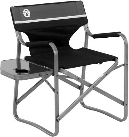 Coleman Portable Camping Chair with Side Table & Cup Holder, Lightweight Folding Deck Chair with Padded Armrests & Cushioned Back, Great for Camping, Tailgating, Patio, Sports, & More